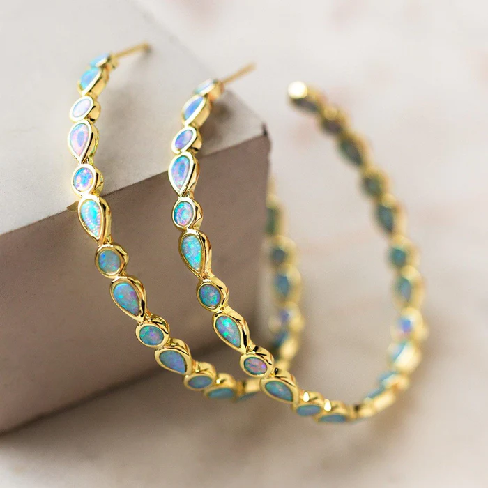 PAIGE | ELEGANT OPAL HOOPS