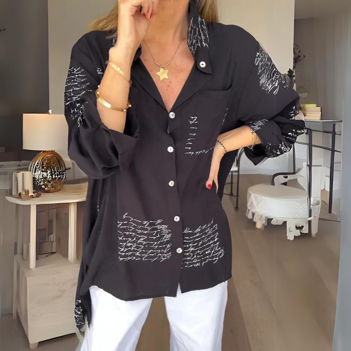 Callista™ - Charming Handwritten Button-Up Shirt