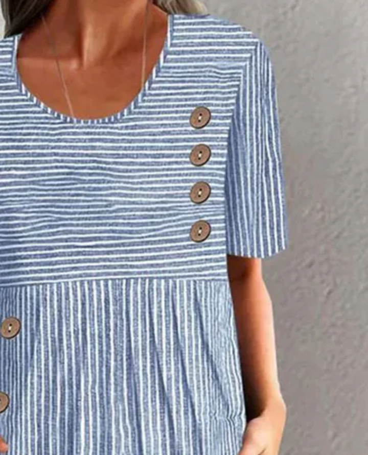 Mariel™ - Stylish Striped Button-Up Dress