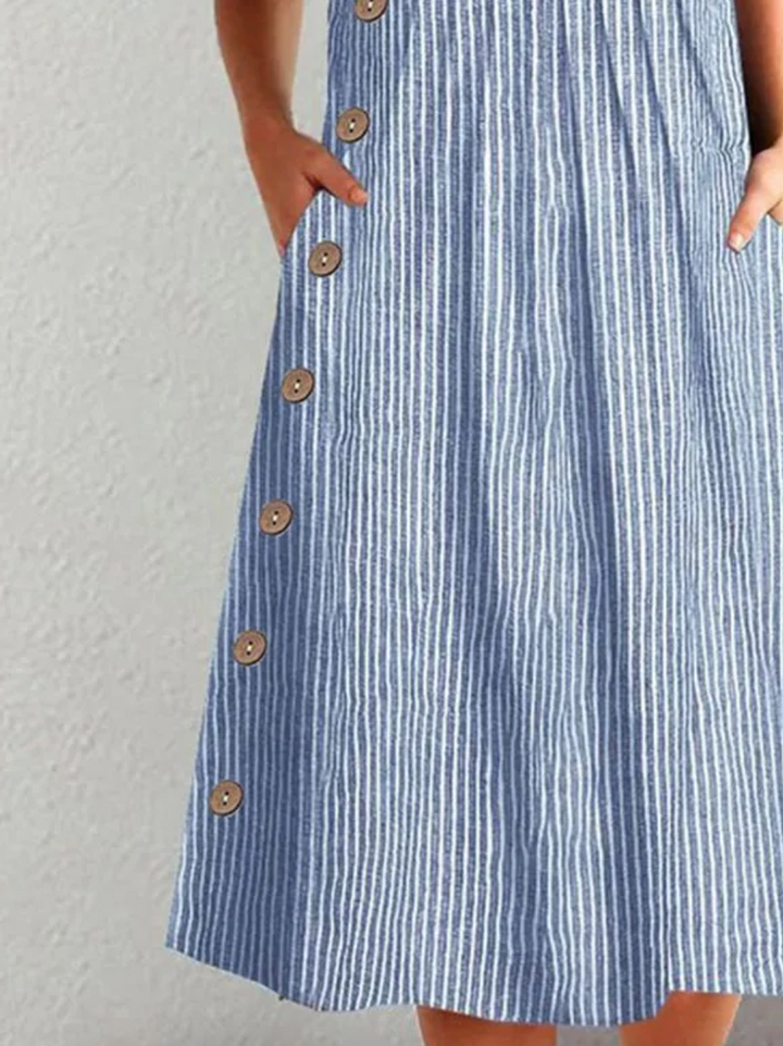 Mariel™ - Stylish Striped Button-Up Dress
