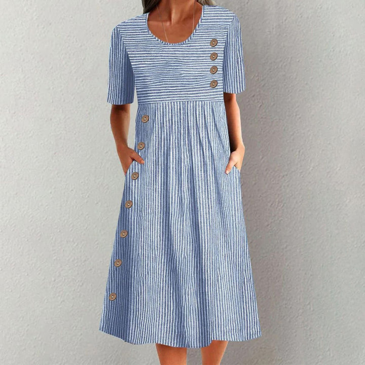 Mariel™ - Stylish Striped Button-Up Dress