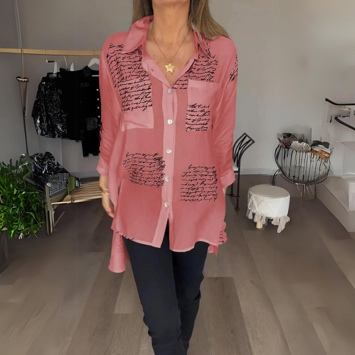 Callista™ - Charming Handwritten Button-Up Shirt