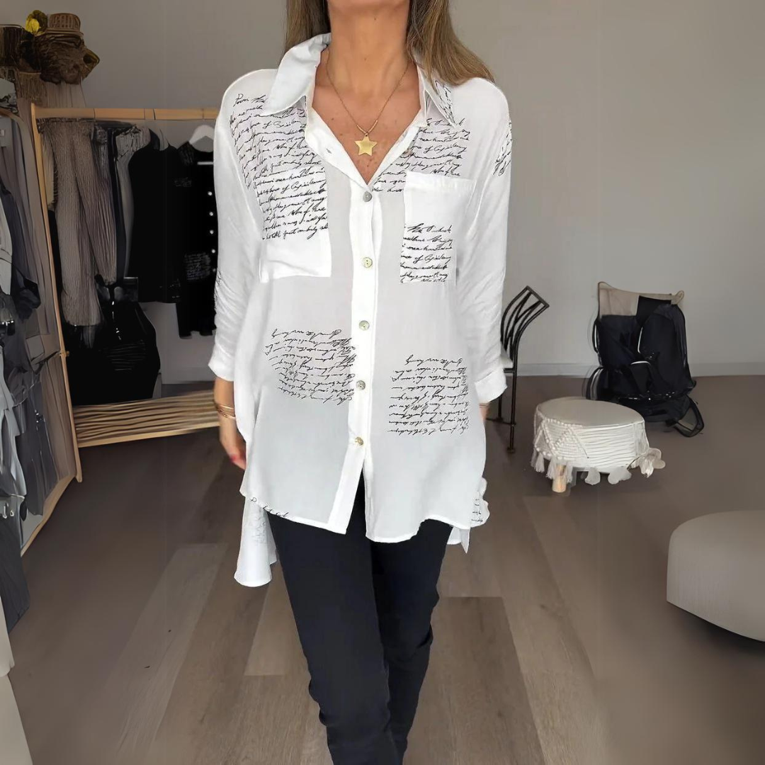 Callista™ - Charming Handwritten Button-Up Shirt