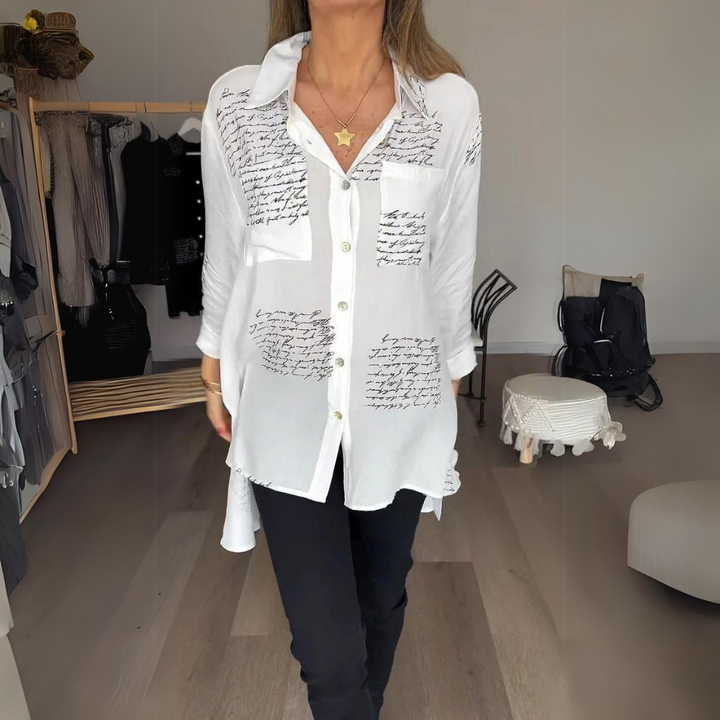 Callista™ - Charming Handwritten Button-Up Shirt