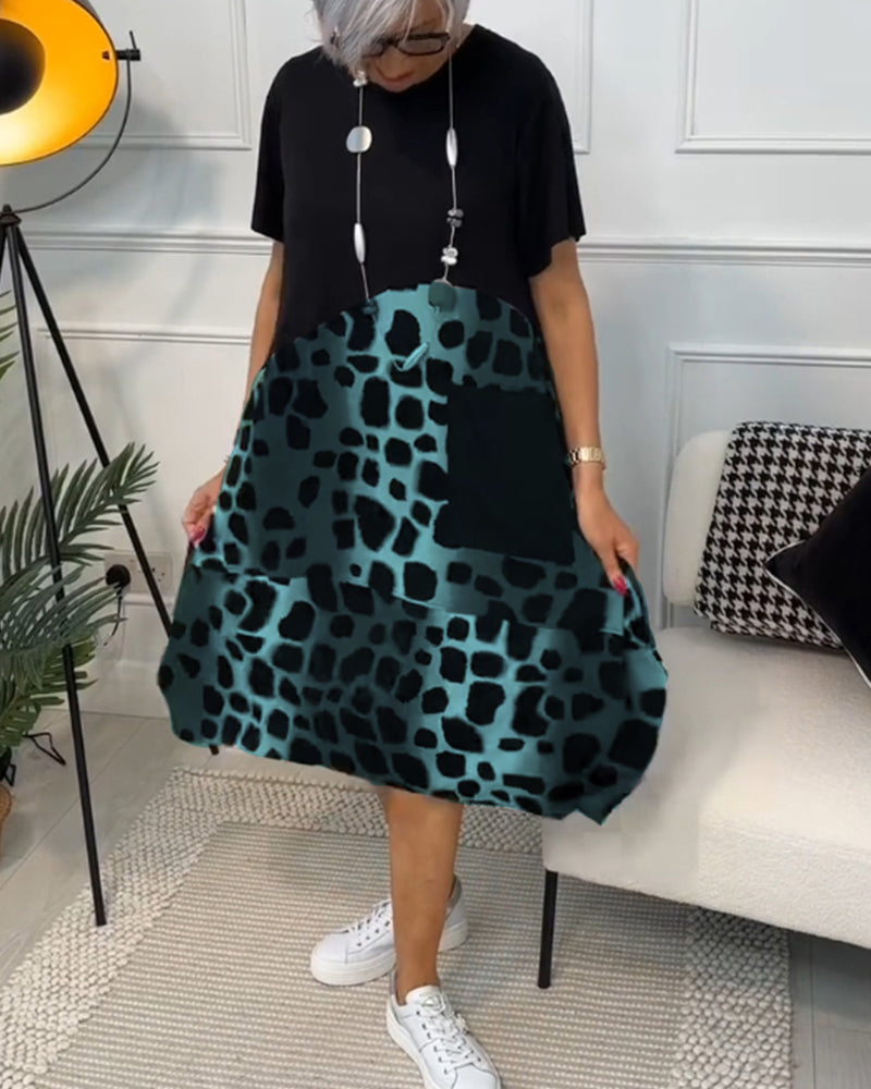 Adriana™ - Chic Women's Midi Dress with Short Sleeves