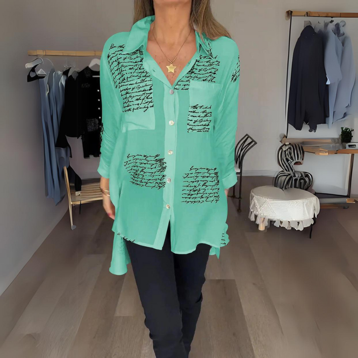 Callista™ - Charming Handwritten Button-Up Shirt