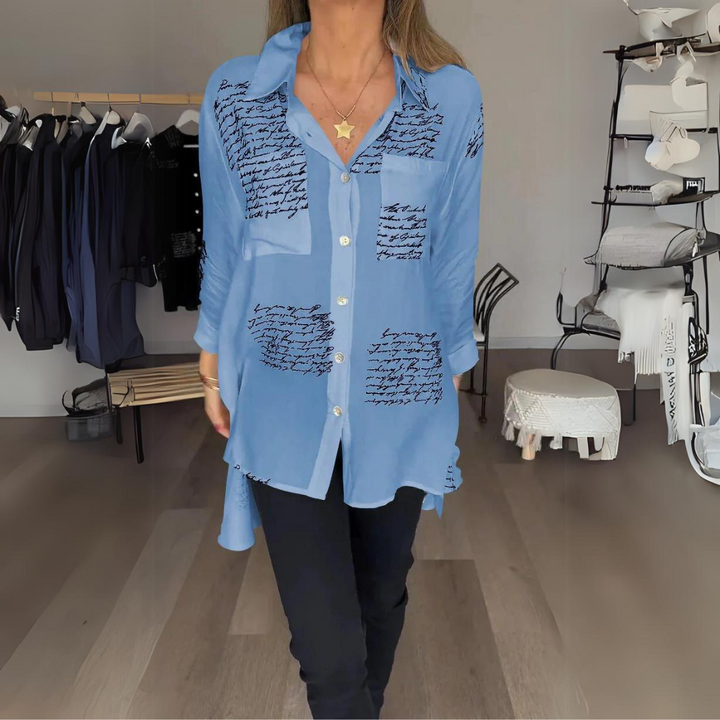 Callista™ - Charming Handwritten Button-Up Shirt