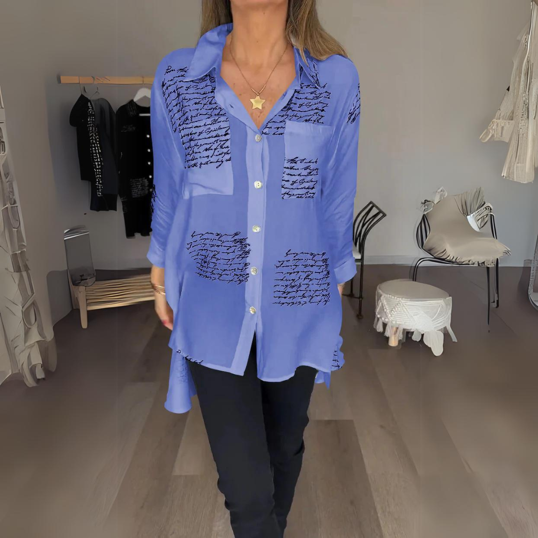 Callista™ - Charming Handwritten Button-Up Shirt