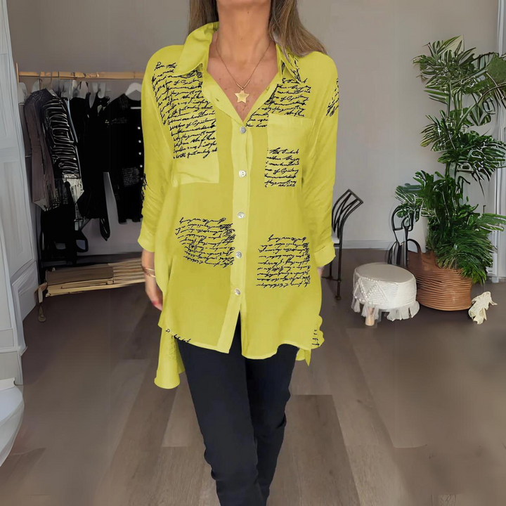 Callista™ - Charming Handwritten Button-Up Shirt