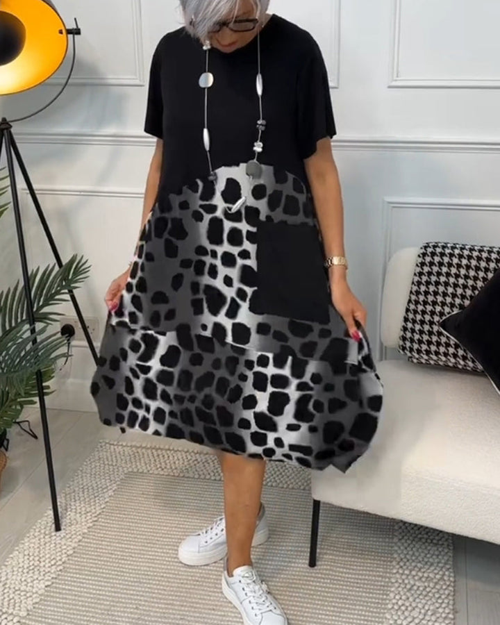 Adriana™ - Chic Women's Midi Dress with Short Sleeves