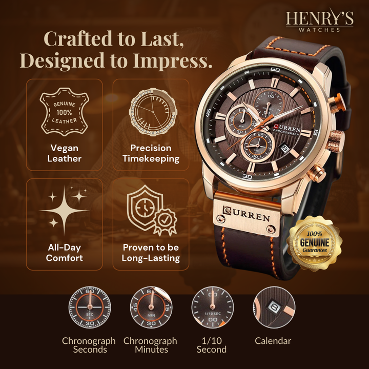 ELEGANT QUARTZ WATCH | Stylish Leather Timepiece