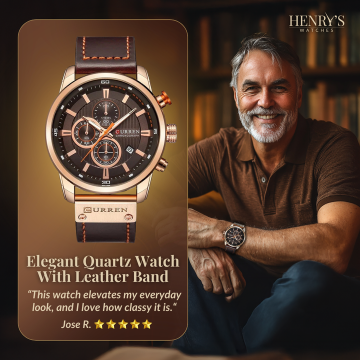 ELEGANT QUARTZ WATCH | Stylish Leather Timepiece