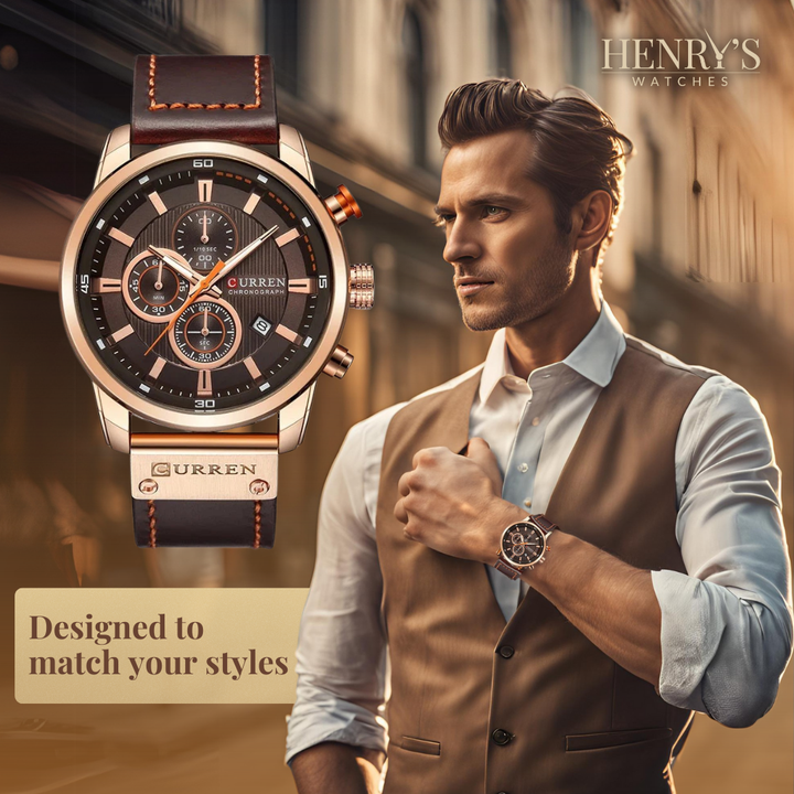 ELEGANT QUARTZ WATCH | Stylish Leather Timepiece