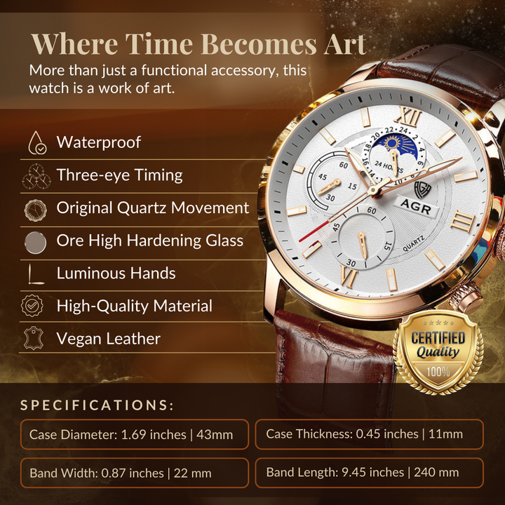LUXURY LEATHER QUARTZ WATCH | Timeless Elegance Redefined