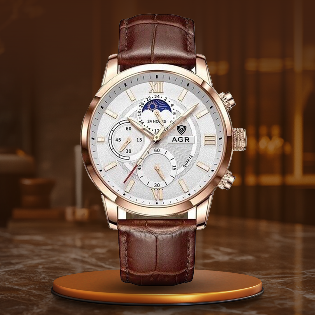 LUXURY LEATHER QUARTZ WATCH | Timeless Elegance Redefined