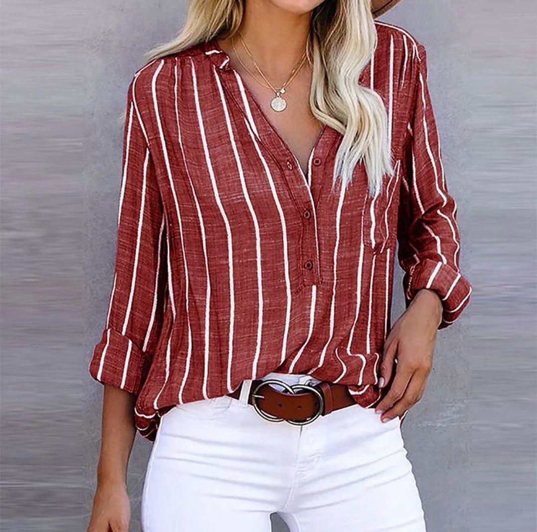 Giana™ - Chic Striped Casual Blouse for Effortless Style
