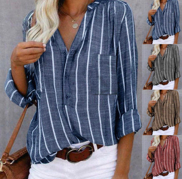 Giana™ - Chic Striped Casual Blouse for Effortless Style