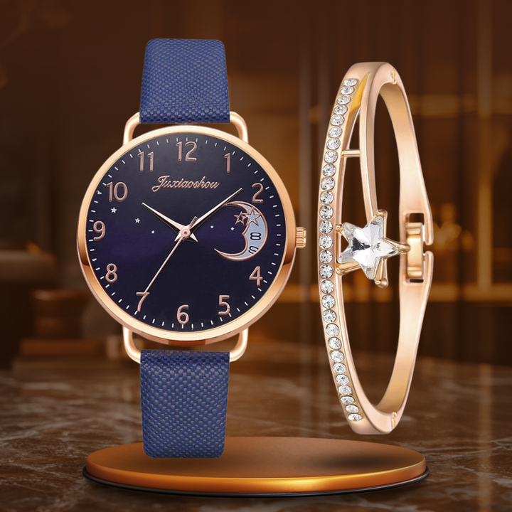 DIGIT NUMBER DIAL WATCH AND BRACELET SET | Elegant Timepiece Duo