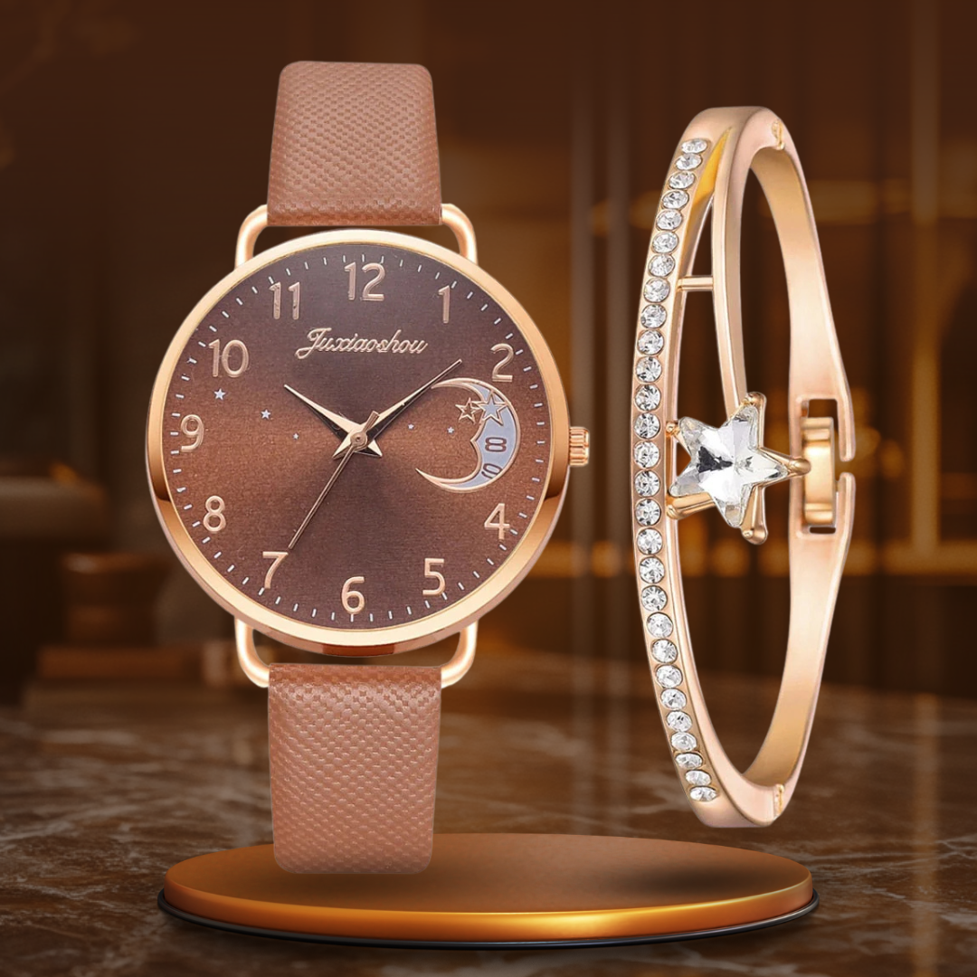 DIGIT NUMBER DIAL WATCH AND BRACELET SET | Elegant Timepiece Duo