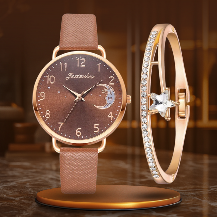DIGIT NUMBER DIAL WATCH AND BRACELET SET | Elegant Timepiece Duo