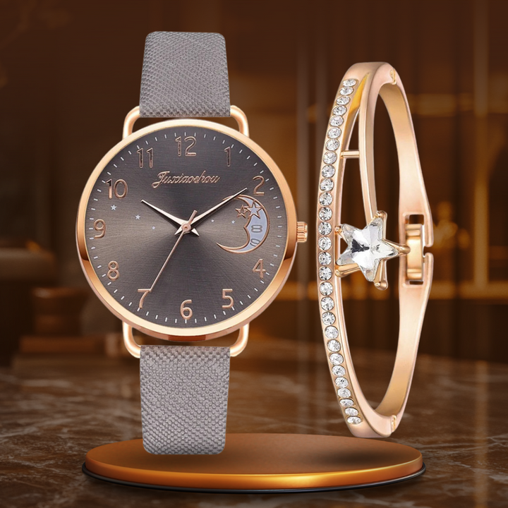 DIGIT NUMBER DIAL WATCH AND BRACELET SET | Elegant Timepiece Duo