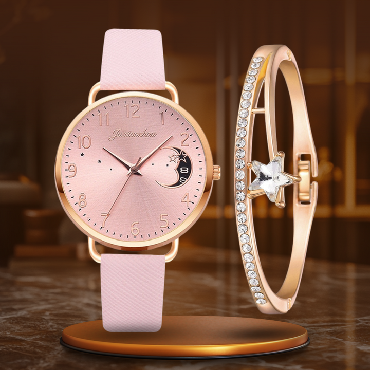 DIGIT NUMBER DIAL WATCH AND BRACELET SET | Elegant Timepiece Duo