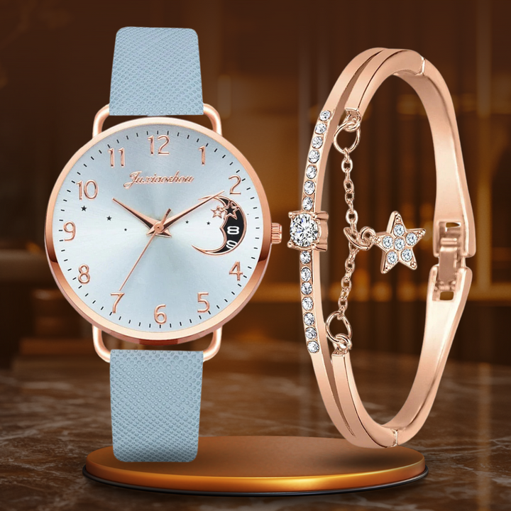 DIGIT NUMBER DIAL WATCH AND BRACELET SET | Elegant Timepiece Duo