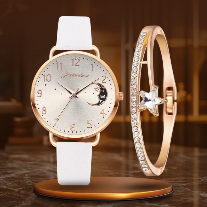 DIGIT NUMBER DIAL WATCH AND BRACELET SET | Elegant Timepiece Duo