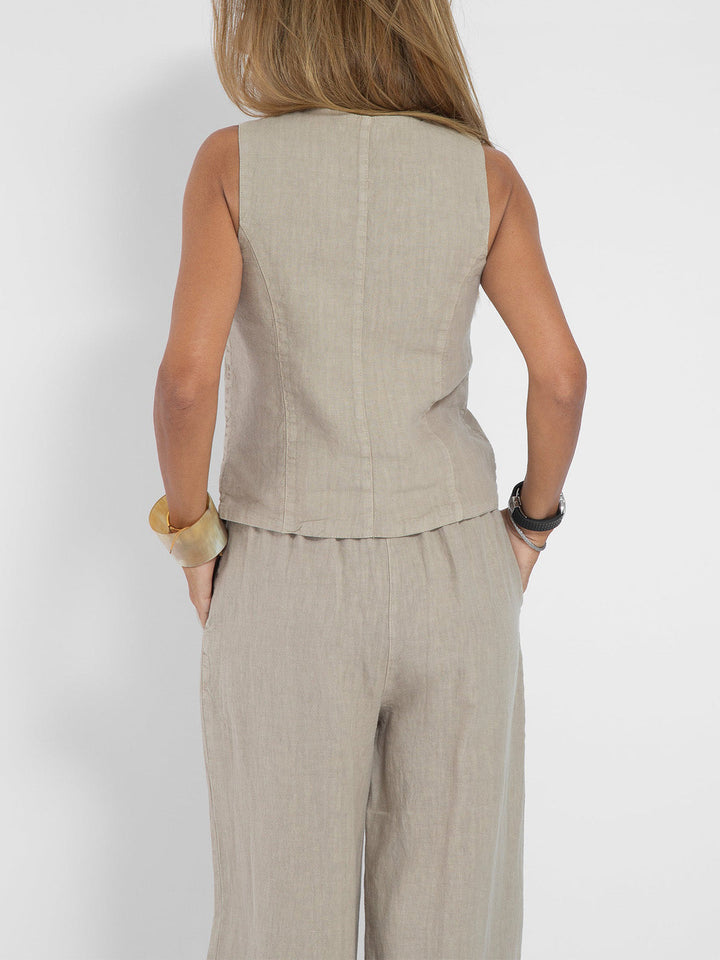 Elevate Your Style with the Aira™ Buttoned Vest and Wide-Leg Trousers Ensemble