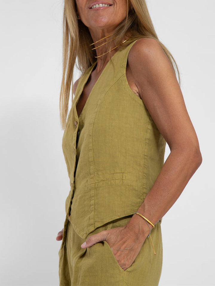 Elevate Your Style with the Aira™ Buttoned Vest and Wide-Leg Trousers Ensemble