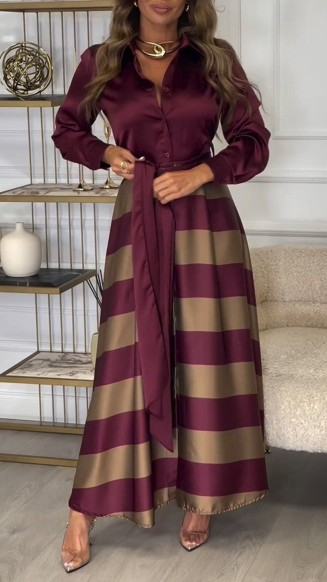 Celestine™ - Elegant Striped Midi Dress